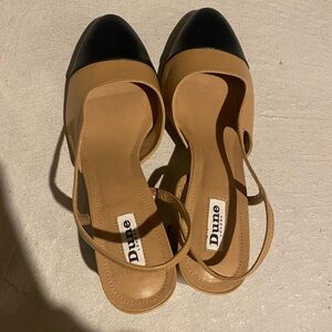Dune London Tan and Black Heeled Slingbacks
Size 7.5